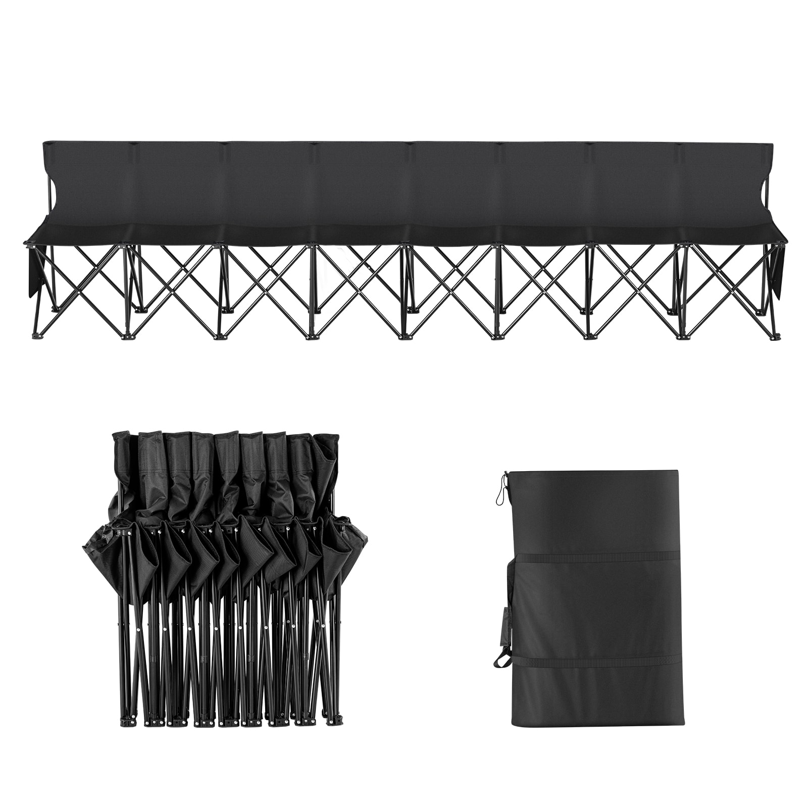 8 Seat Portable Folding Sport Bench Outdoor Camping Chair With Carry Bag_voghion.com